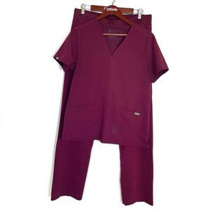 Figs Burgundy Track Pants & Joggers